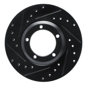 Dodge H100 Brake Rotor (1) - Front Left - R1 Concepts - Drilled & Slotted - Black - `03-`05